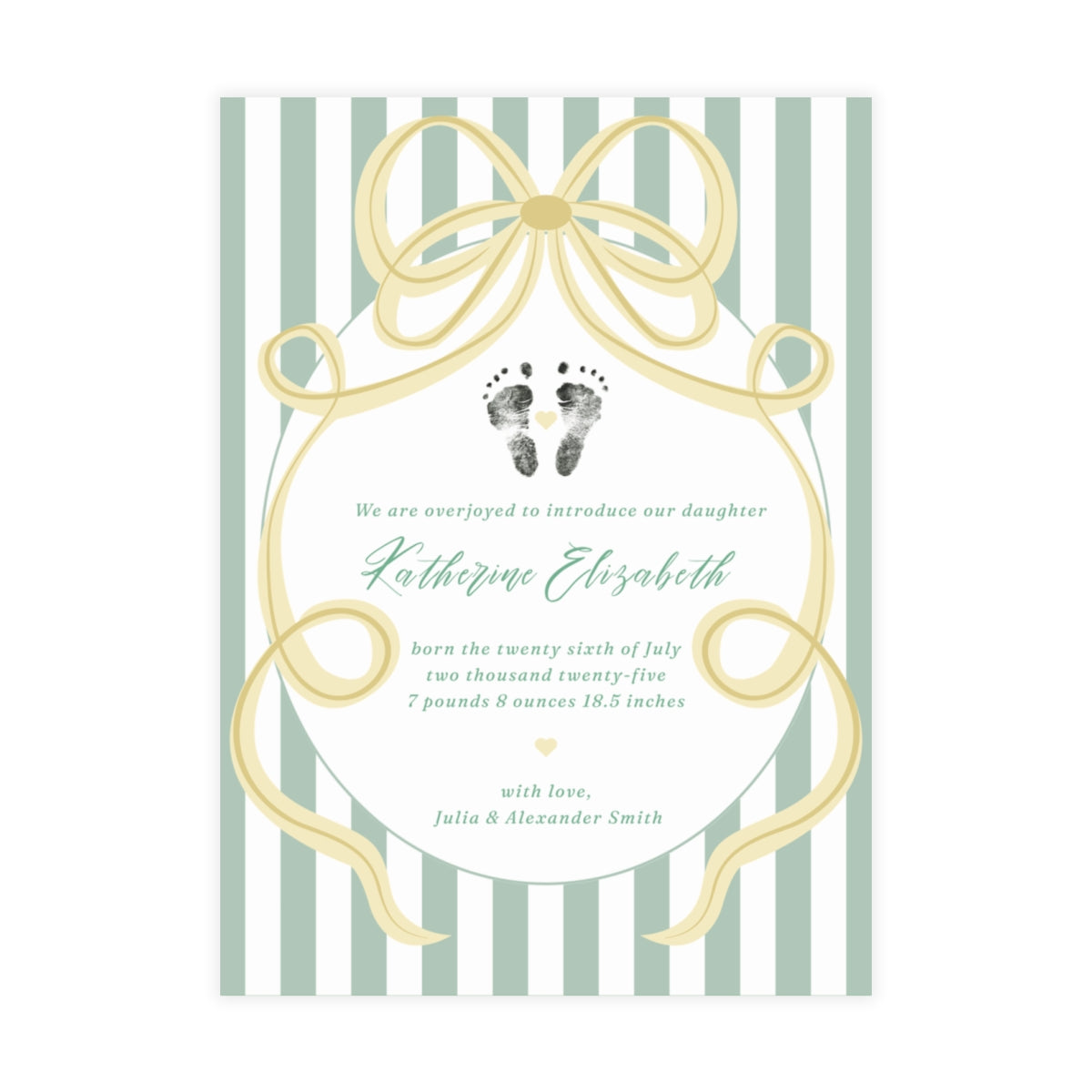 Birth Announcement - Bundles of Bows (5 x 7)