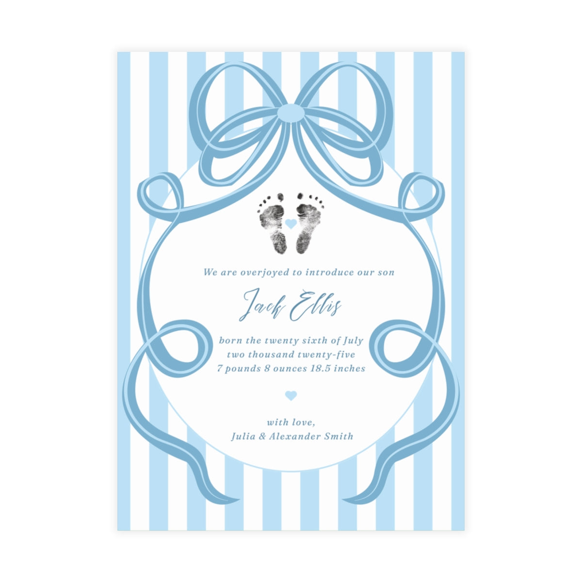 Birth Announcement - Bundles of Bows (5 x 7)