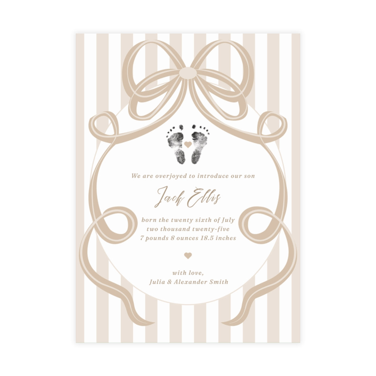 Birth Announcement - Bundles of Bows (5 x 7)