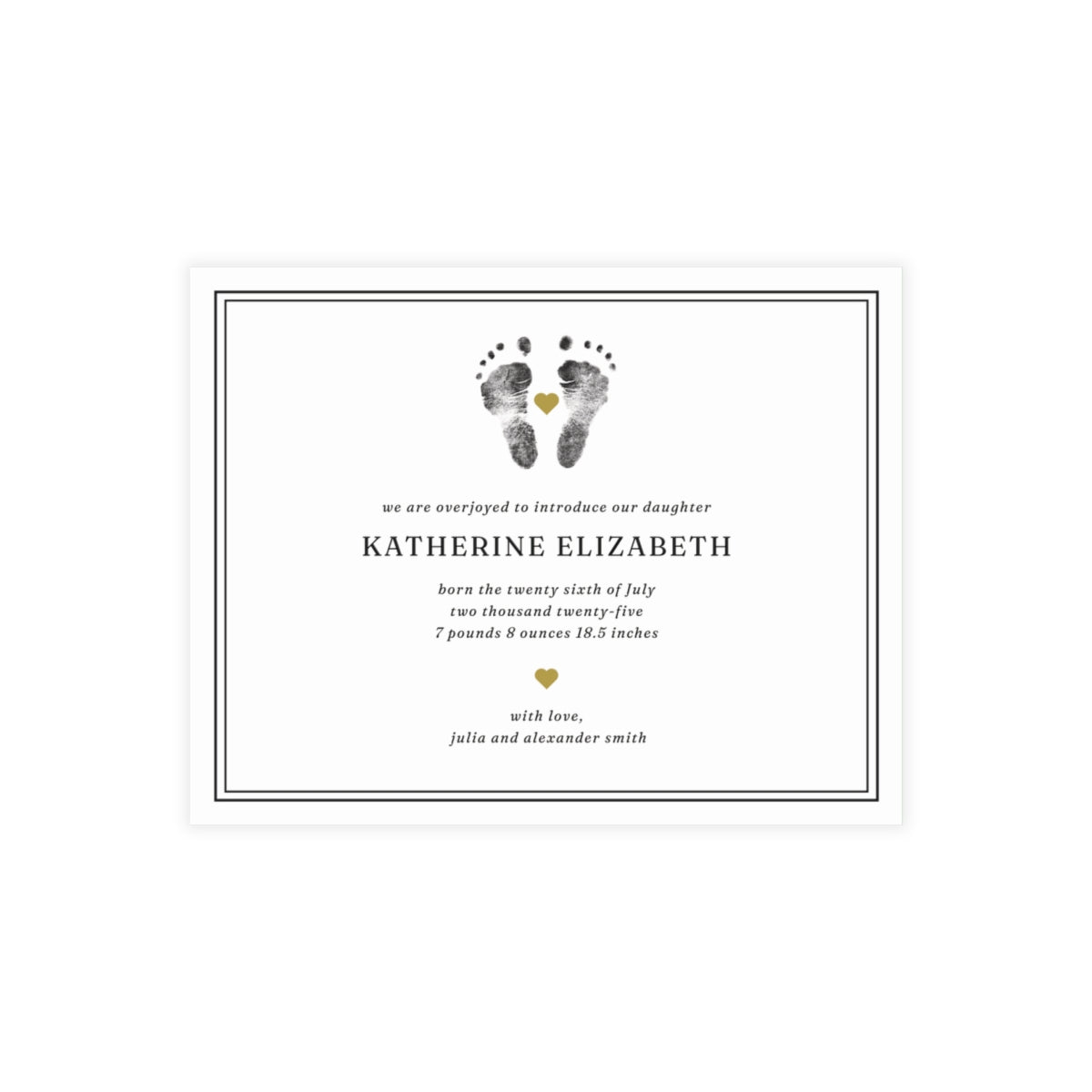 Birth Announcement - Classic Border (5.5 x 4.25)