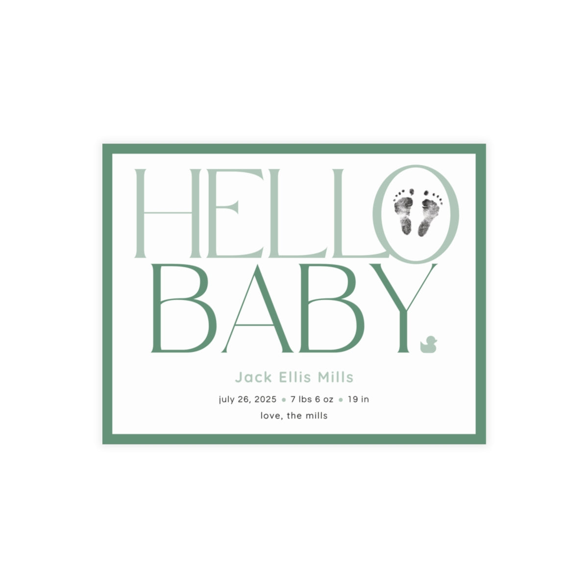 Birth Announcement - Hello Baby (5.5 x 4.25)