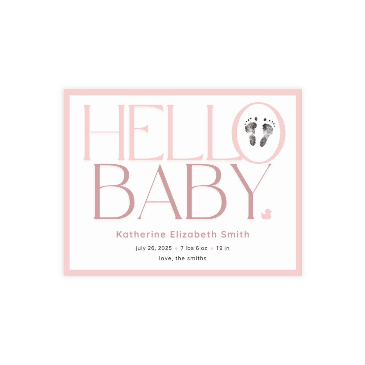 Birth Announcement - Hello Baby (5.5 x 4.25)