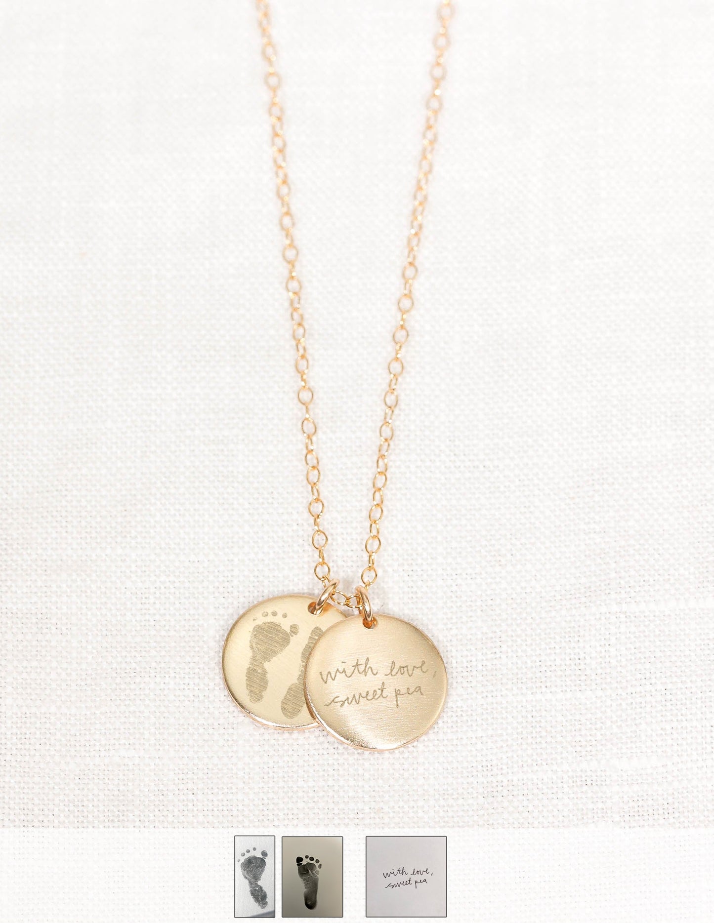 Footprint Engraved Multi Disc Necklace