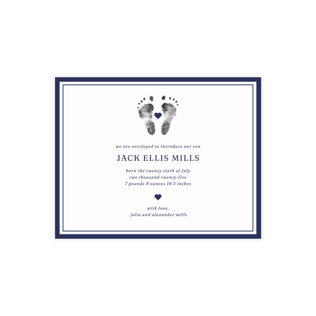Birth Announcement - Classic Border (5.5 x 4.25)