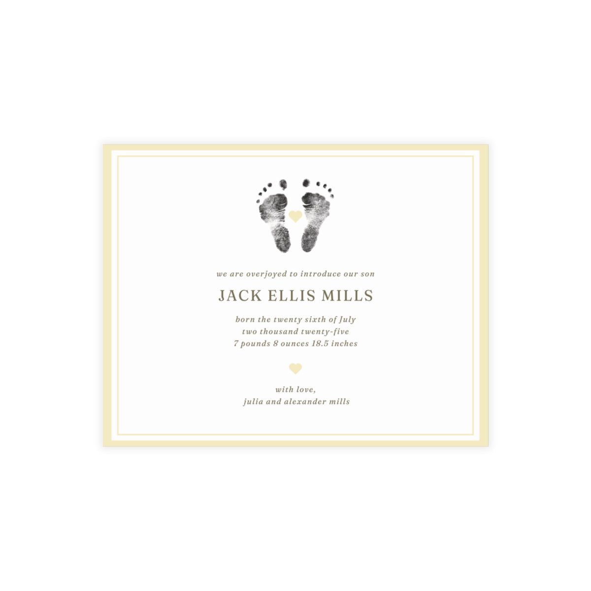 Birth Announcement - Classic Border (5.5 x 4.25)