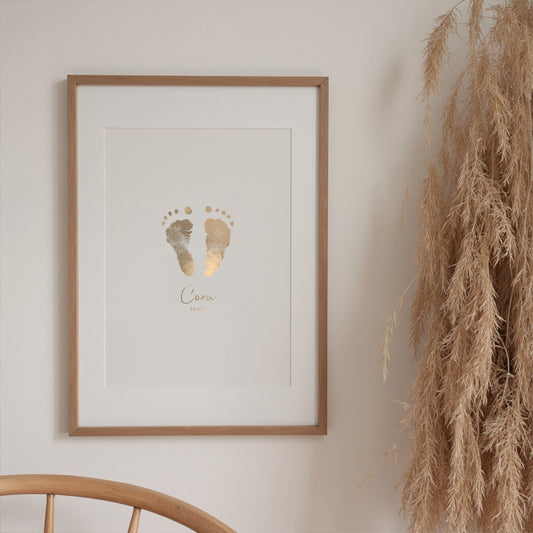 Art Print - Gold or Silver Foil Footprint Art (8 x 10)