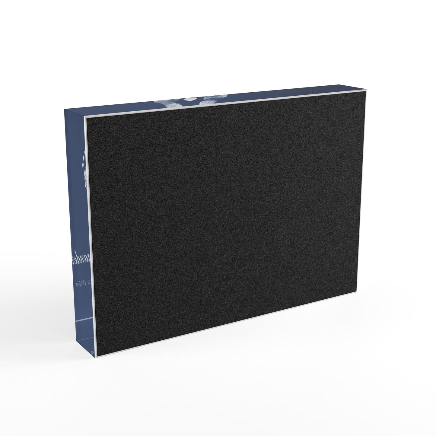 Navy Blue acrylic block with white baby footprints and text_4