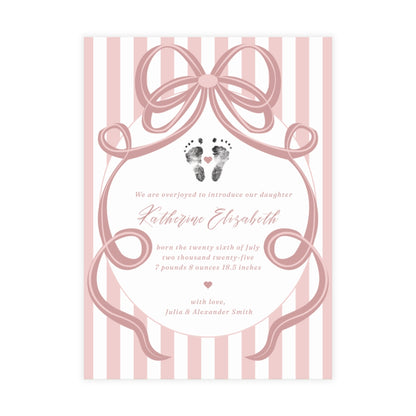 Birth Announcement - Bundles of Bows (5 x 7)