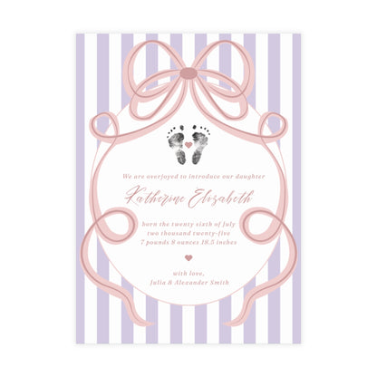 Birth Announcement - Bundles of Bows (5 x 7)