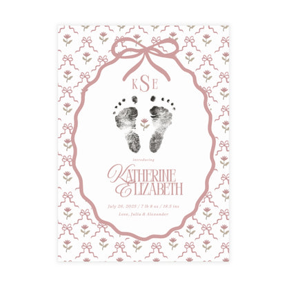 Birth Announcement - Floral Monogram (5 x 7)