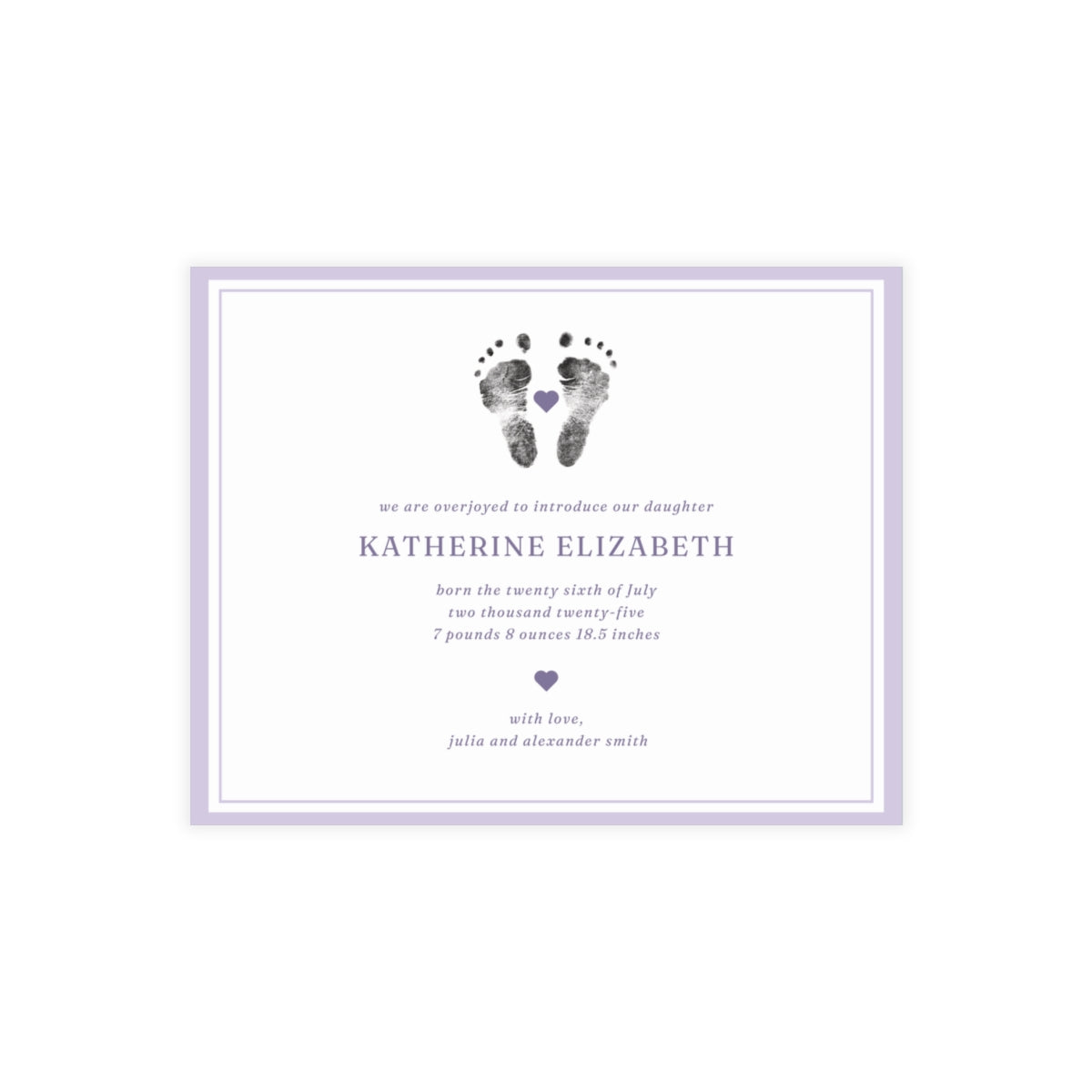 Birth Announcement - Classic Border (5.5 x 4.25)