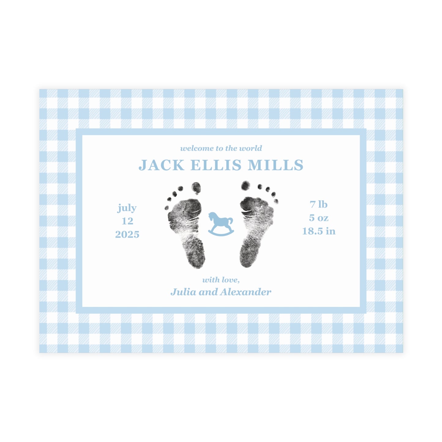 Birth Announcement - Classic Gingham (7 x 5)