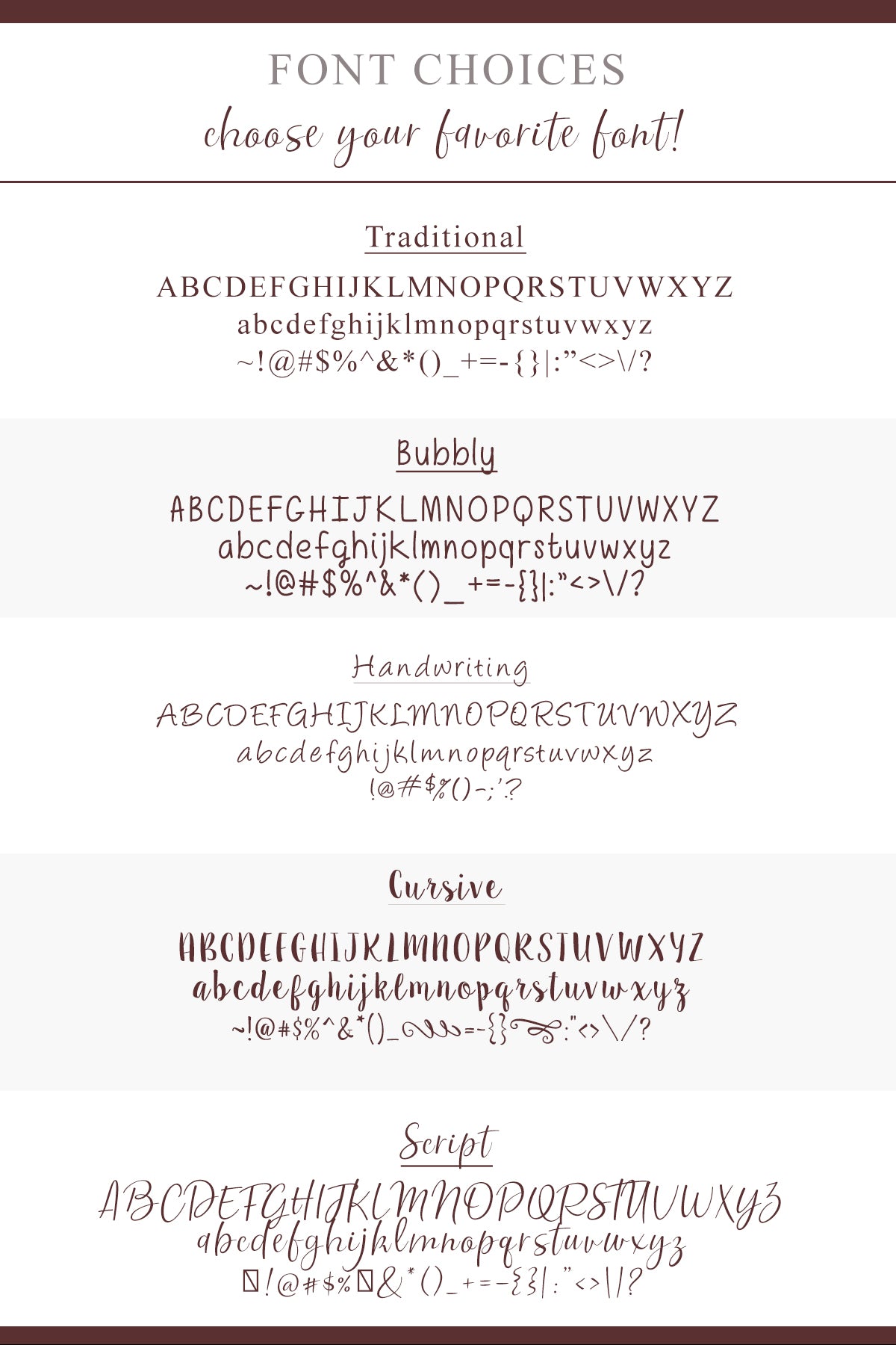 Comparison of different font styles on a light gray background