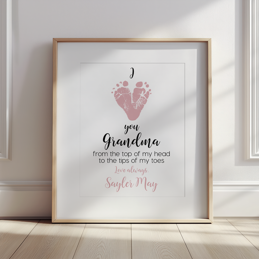 Art Print - I Love You Baby Footprint (8 x 10)