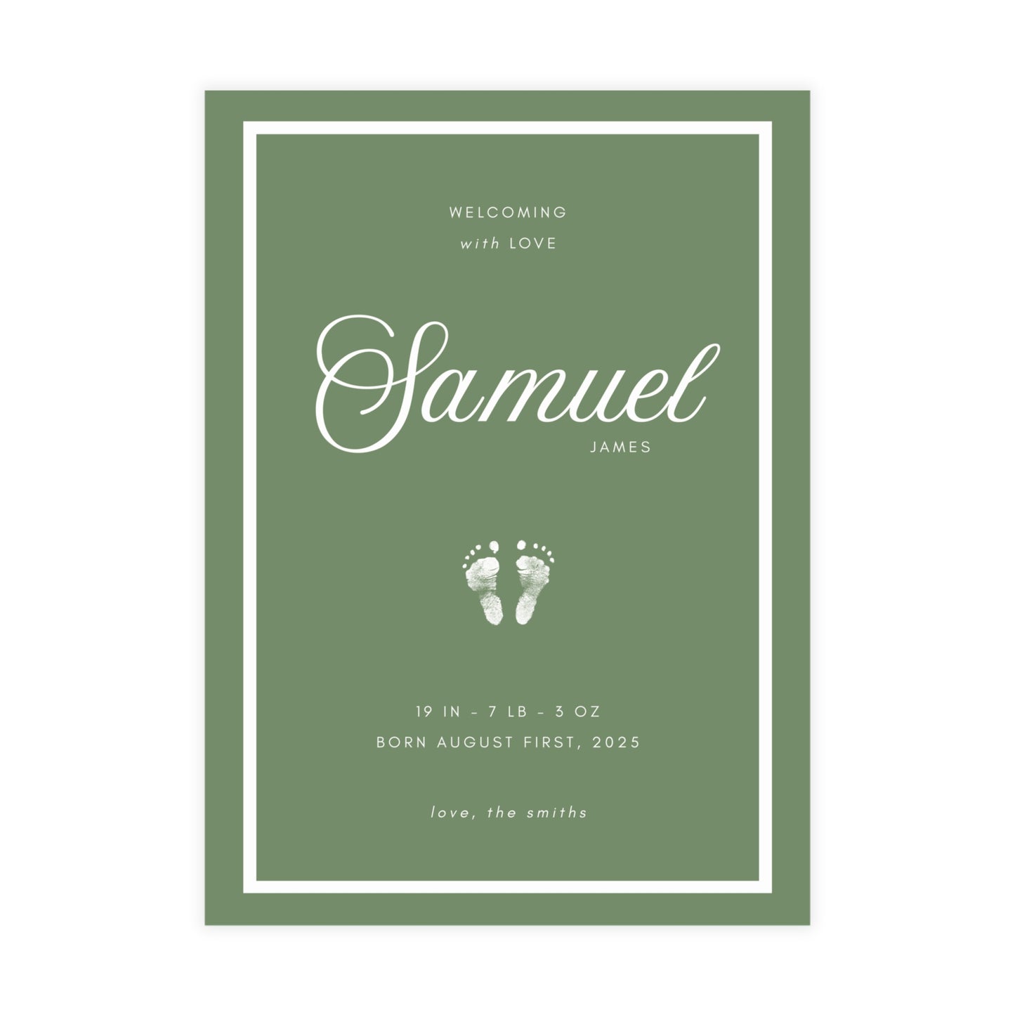 Birth Announcement - Clean Traditional (5 x 7)