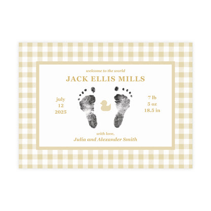 Birth Announcement - Classic Gingham (7 x 5)