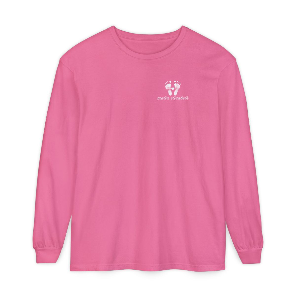 Crunchberry long-sleeve shirt with a baby footprint logo on the chest.