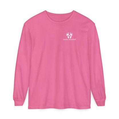 Crunchberry long-sleeve shirt with a baby footprint logo on the chest.