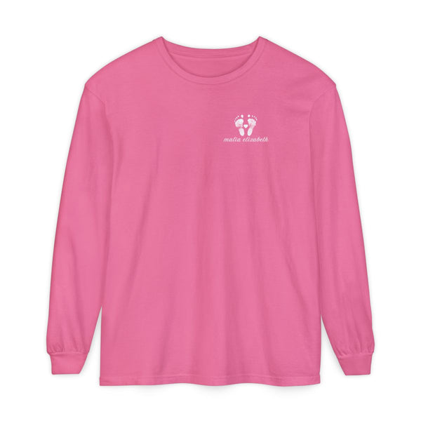 Crunchberry long-sleeve shirt with a baby footprint logo on the chest.