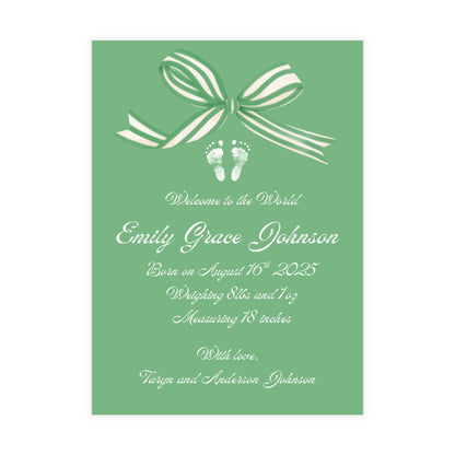 Birth Announcement - Classic Bow (5 x 7)