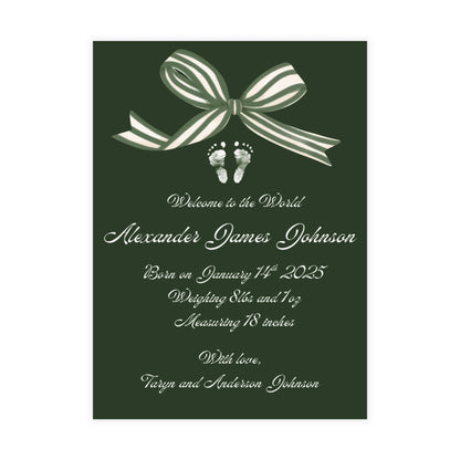 Birth Announcement - Classic Bow (5 x 7)