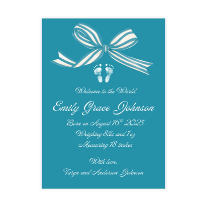 Birth Announcement - Classic Bow (5 x 7)