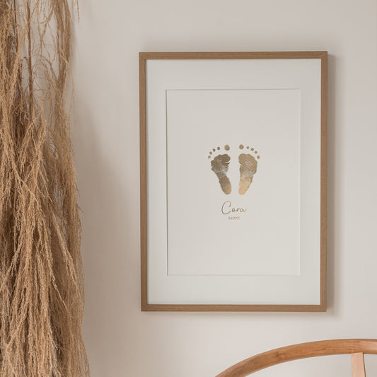 Art Print - Gold or Silver Foil Footprint Art (8 x 10)