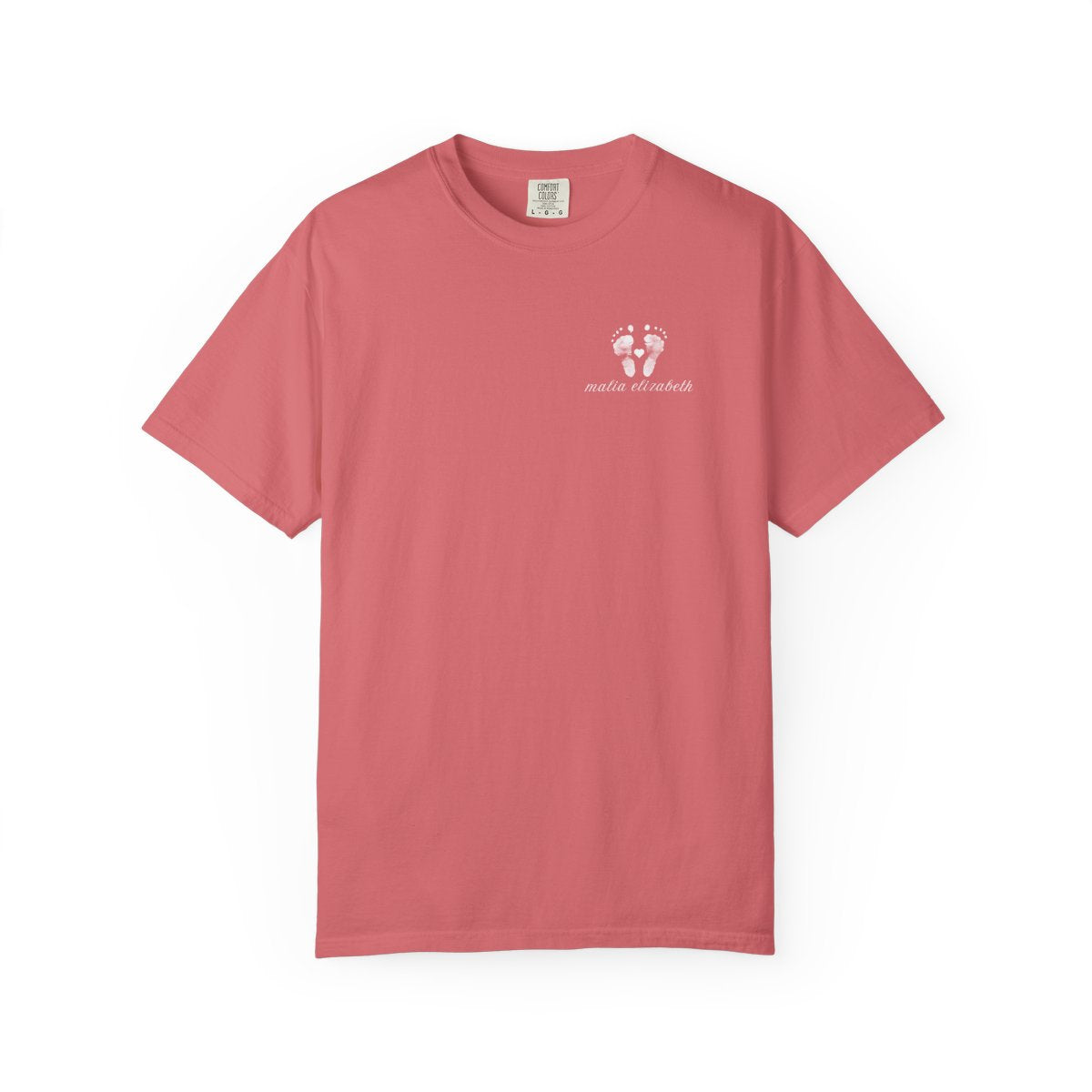 Watermelon t-shirt with a small baby footprint logo